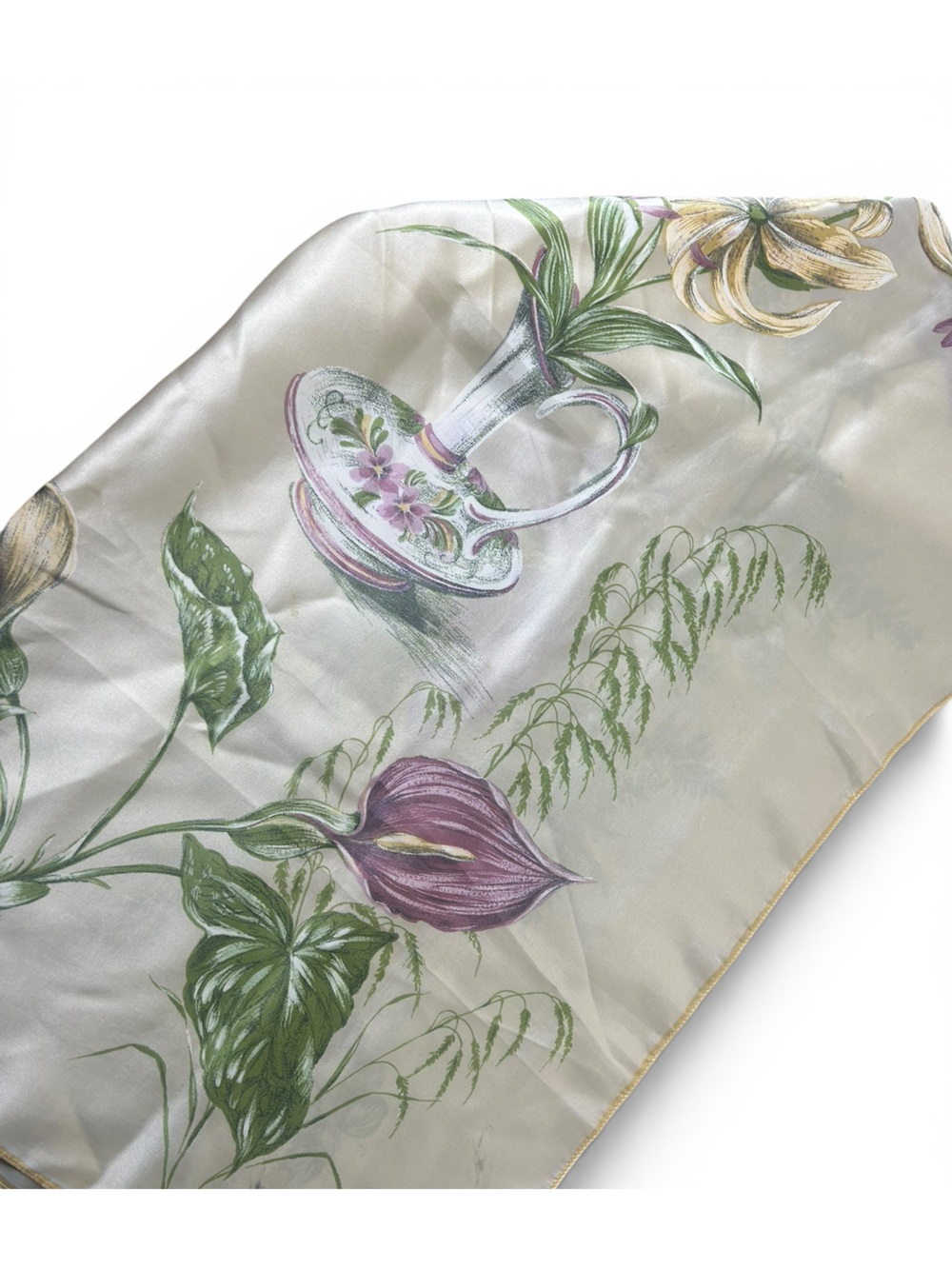 Vintage Silk Floral Botanical Scarf